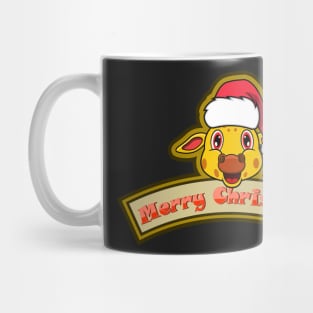 Sticker and Label Of  Giraffe Character Design and Merry Christmas Text. Mug